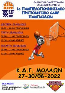 1o &Pi;&Alpha;&Mu;&Pi;&Epsilon;&Lambda;&Omicron;&Pi;&Omicron;&Nu;&Nu;&Eta;&Sigma;&Iota;&Alpha;&Kappa;&Omicron; &Pi;&Rho;&Omicron;&Pi;&Omicron;&Nu;&Eta;&Tau;&Iota;&Kappa;&Omicron; CAMP &Pi;&Alpha;&Mu;&Pi;&Alpha;&Iota;&Delta;&Omega;&Nu;- &Mu;&Omicron;&Lambda;&Alpha;&Omicron;&Iota; 27-30/06/2022